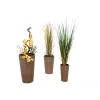 EUROPALMS India Conjunto de vasos decorativos, 3 tamanhos, aspeto de pedra cinzenta, interior/exterior 83011268