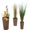 EUROPALMS India Conjunto de vasos decorativos, 3 tamanhos, aspeto de pedra cinzenta, interior/exterior 83011268