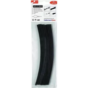 HellermannTyton HIS-3 conjunto de tubo termorretrátil, 3:1, preto, 100 unidades 308-30310