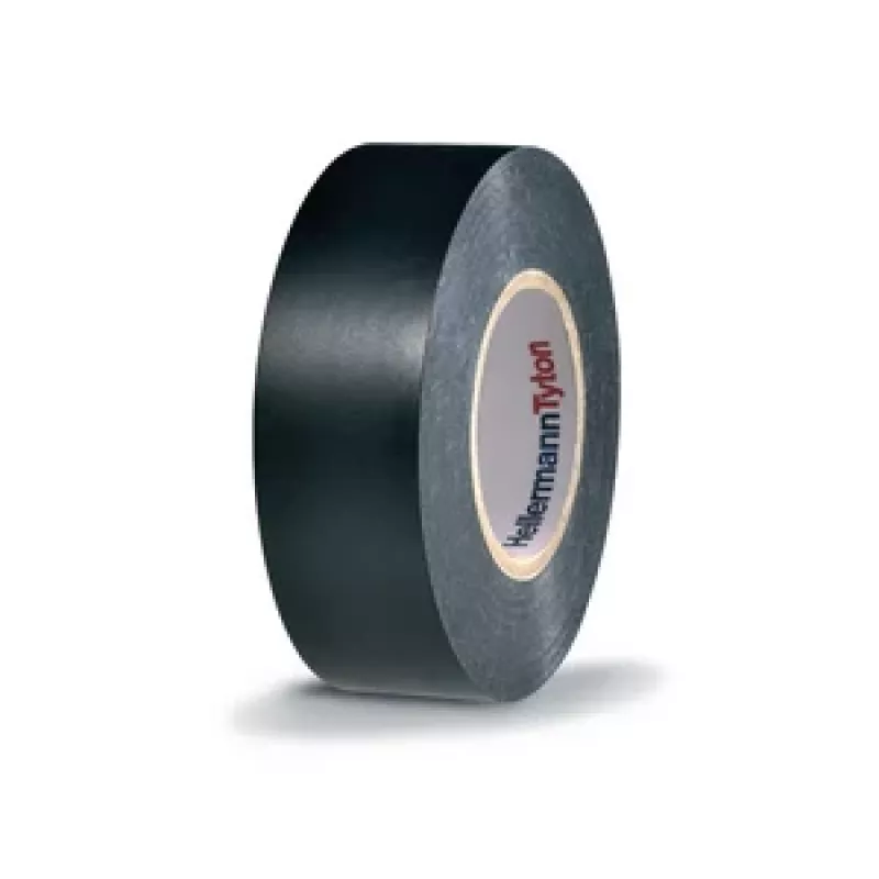 HellermannTyton HTAPE-FLEX1000+ fita isoladora elétrica de PVC preta, 19 mm x 20 m, 105 °C, RoHS 710-00602