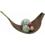 EUROPALMS bola de pinheiro flockada decoração, 15 cm, verde com acabamento de neve branca 83500303