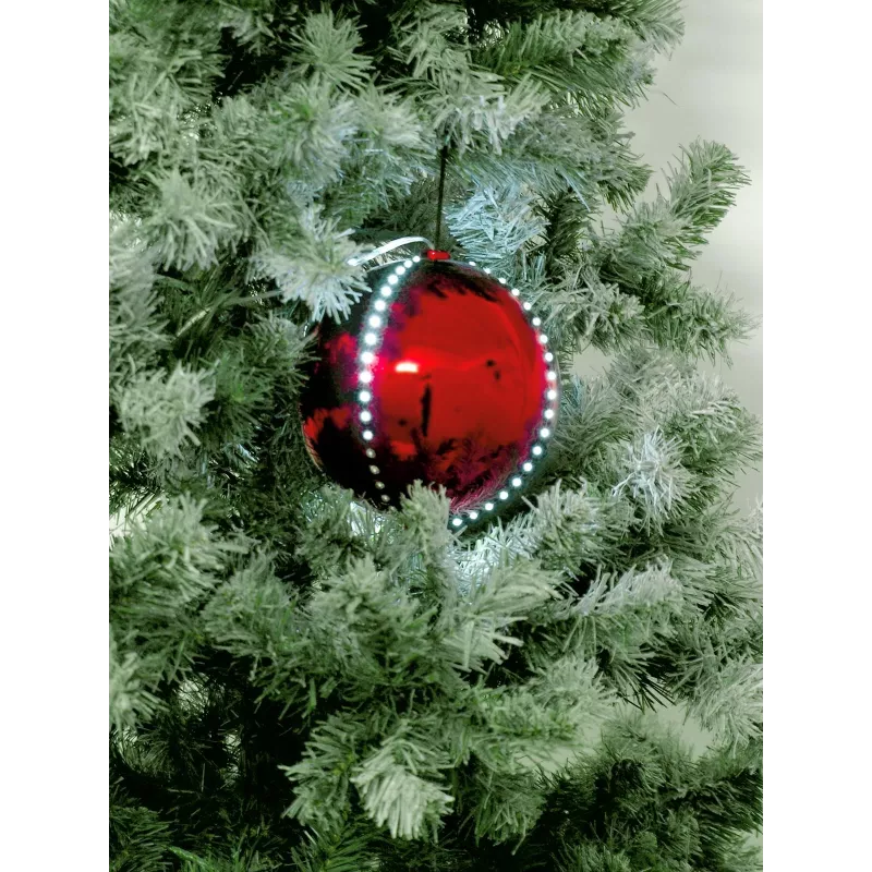 EUROPALMS bola de neve LED 15cm, vermelha 83501243