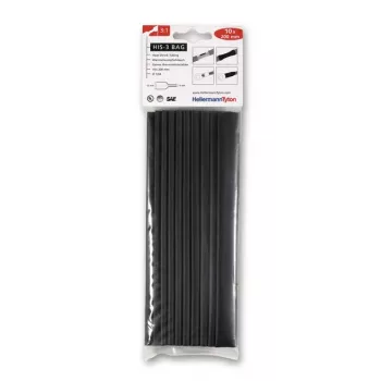 HellermannTyton HIS-3 conjunto de tubos termorretráteis, 3:1, preto, 12 mm / 4 mm 308-31210