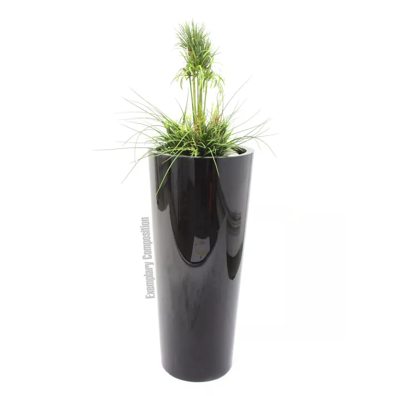 EUROPALMS arranjo de relva artificial, 90cm, verde, em vaso preto 82600137
