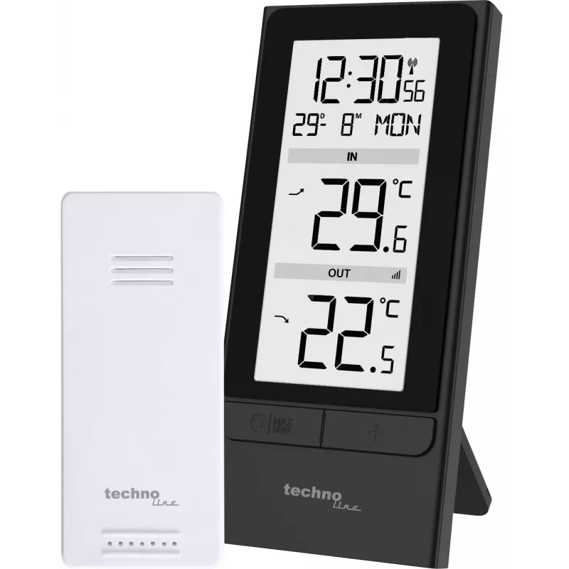 Technoline WS9787 estação meteorológica sem fios com sensor exterior, preto/prateado