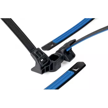 HellermannTyton abraçadeira de fixação em 2 peças para feixes de 5,0-6,0 mm, montagem em árvore de Natal, PA66, preto, 40 mm de comprimento 156-04098