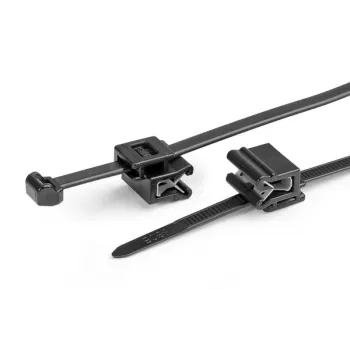 HellermannTyton T50ROSEC5A-PA66W-BK Abraçadeira de Cabo com Clipe, 200 mm x 4,6 mm, Preto, 100 Unidades 156-03219