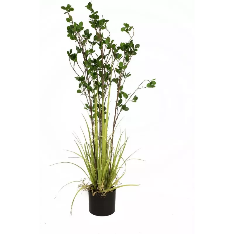 EUROPALMS Arbusto Sempre-Verde com Erva Planta Artificial, 120 cm 82600183