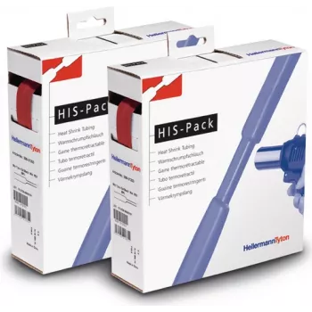 HellermannTyton HIS-PACK-19,1/9,5-RD tubo termorretrátil, 2:1, vermelho, 19,1 mm expandido, 9,5 mm retraído, comprimento 5 m, caixa dispensadora