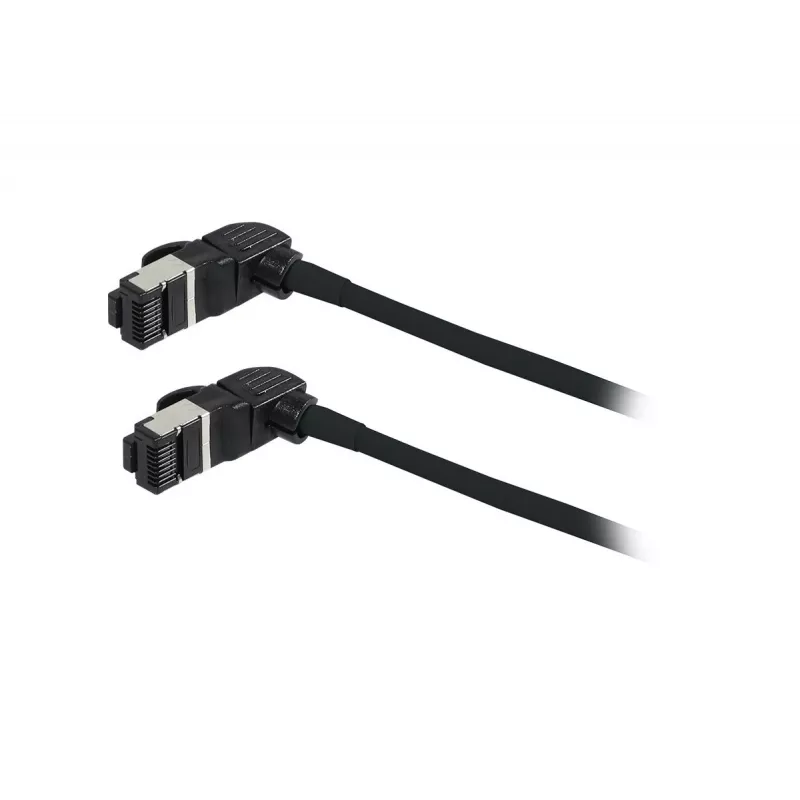 Cabo de patch slim SYNERGY21 S218115 CAT6A S/FTP, RJ45, 2m, preto, 500MHz, LSZH, ficha rotativa