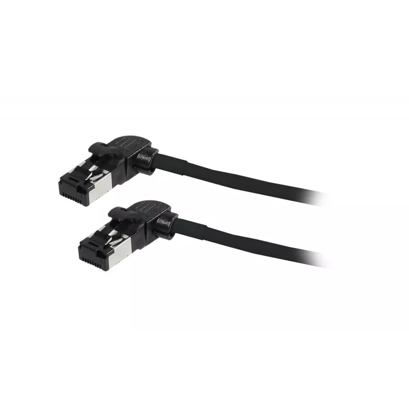 Cabo de patch slim SYNERGY21 S218115 CAT6A S/FTP, RJ45, 2m, preto, 500MHz, LSZH, ficha rotativa