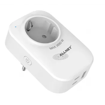 ALLNET ESP32 Tomada inteligente Wi-Fi com medição de energia e 2x carregador USB ALL3079