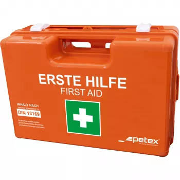 PETEX 43924035 Mala de primeiros socorros DIN 13169, laranja, 350 x 140 x 240 mm
