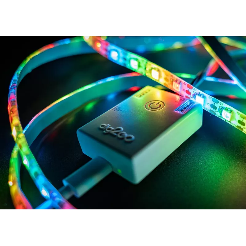 SYNERGY21 QuinLED dig2GO conjunto LED digital portátil com fita RGBW, controlador de potência e fonte de alimentação S21-LED-JT230011