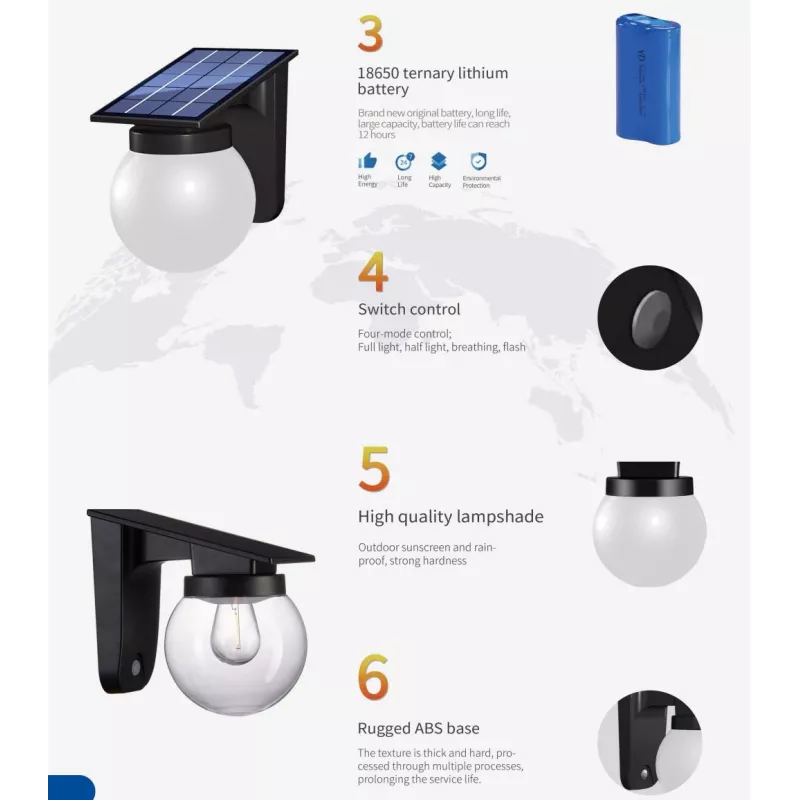 SYNERGY21 S21-LED-0250250 aplique de parede solar esfera transparente