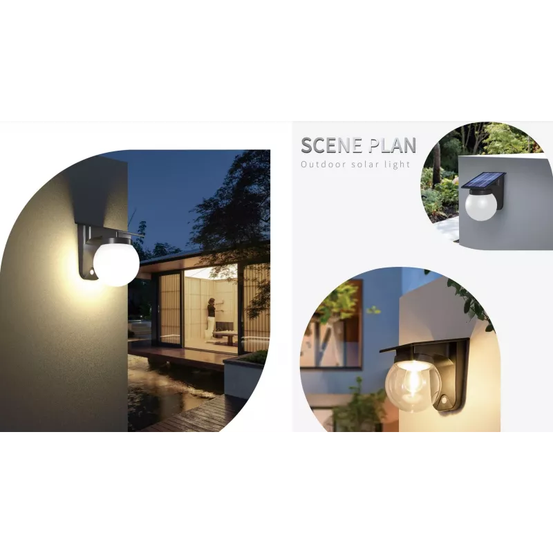 SYNERGY21 S21-LED-0250250 aplique de parede solar esfera transparente