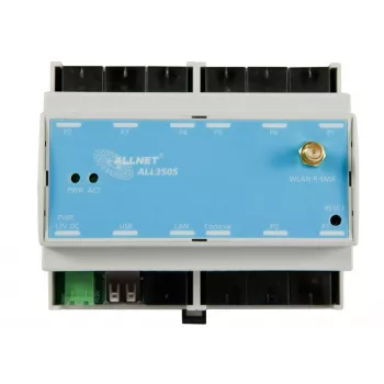 ALLNET ALL3505v2 controlador IP de automação de edifícios com 8 portas de sensores, montagem em calha DIN