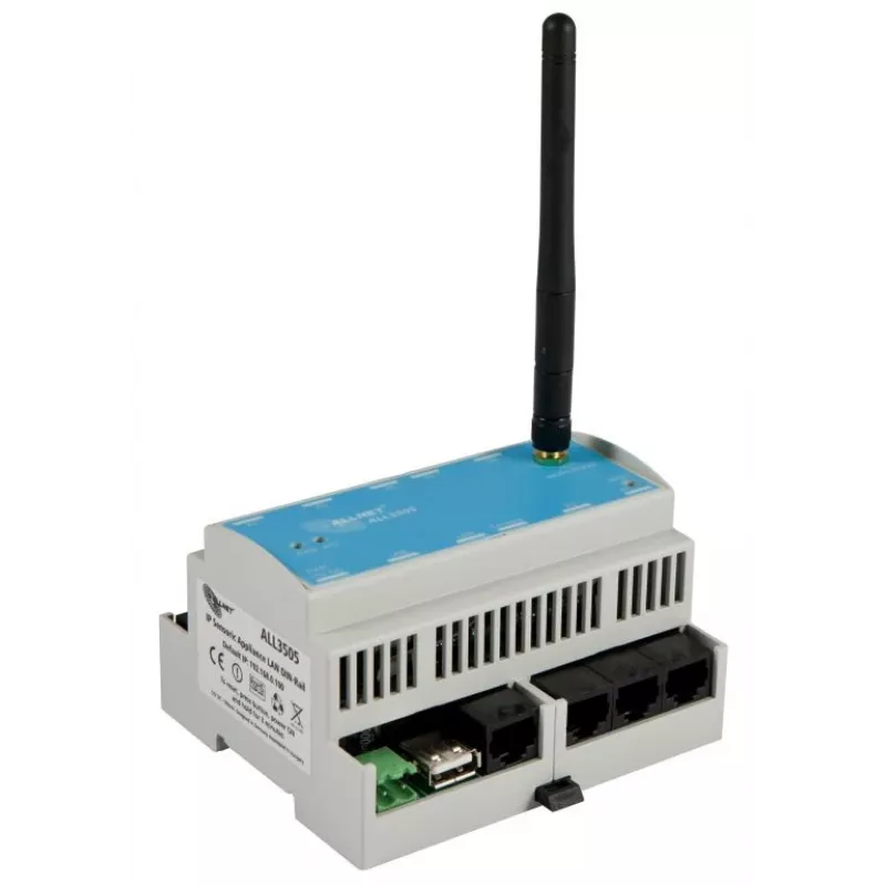 ALLNET ALL3505v2 controlador IP de automação de edifícios com 8 portas de sensores, montagem em calha DIN
