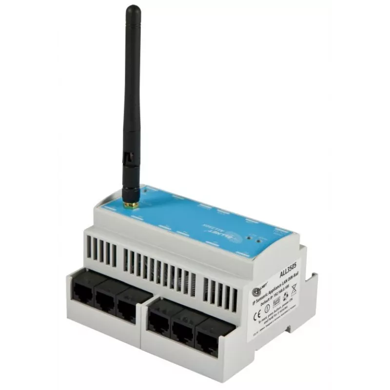 ALLNET ALL3505v2 controlador IP de automação de edifícios com 8 portas de sensores, montagem em calha DIN