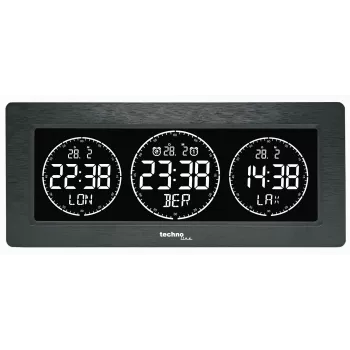 Technoline despertador de mesa digital com indicador de temperatura, data, função soneca - preto