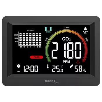 Monitor de CO2 Technoline WL1028 Monitor de qualidade do ar com alarme Preto