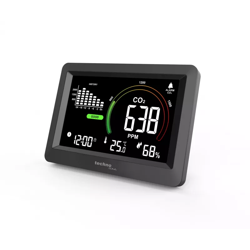 Monitor de CO2 Technoline WL1028 Monitor de qualidade do ar com alarme Preto