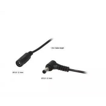 Cabo de extensão de alimentação DC ALLNET 5,5x2,1mm conector fêmea para macho 3m pack de 2 (ALL-Adapt-Ext5.5-3000)