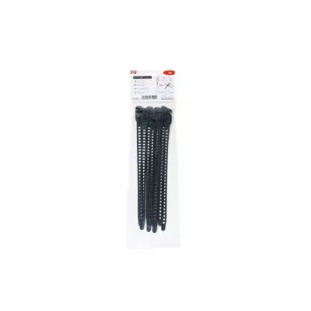 HellermannTyton SOFTFIX® Abraçadeira reutilizável 260 mm x 11 mm, Preto, pack de 8 115-11270