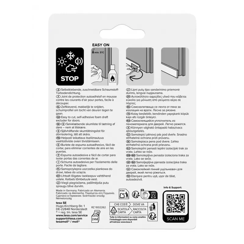 tesamoll UNIVERSAL Fita de vedação para portas Branco 38 mm x 1 m (05422-00100-01)