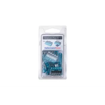 HellermannTyton HelaCon Plus Mini HCPM-5 Conector de encaixe de 5 polos, azul/transparente, pack de 10 148-90057
