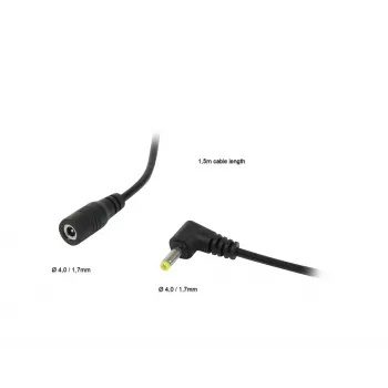 ALLNET Cabo de extensão de alimentação DC 4,0mm x 1,7mm ficha macho para ficha fêmea 1,5m preto ALL-Adapt-Ext4.00-1500