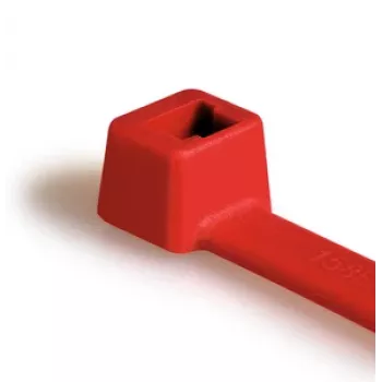 HellermannTyton T80L-N66-RD-C1 abraçadeira padrão, dentada interior, 390 mm x 4,6 mm, vermelha, 100 unid. 116-05412