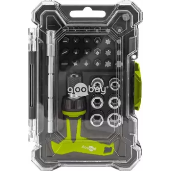 Goobay Conjunto de chave de fendas com conjunto de 30 bits – conjunto de ferramentas de precisão para trabalhos de aparafusamento, montagem e reparação de eletrónica (77841)