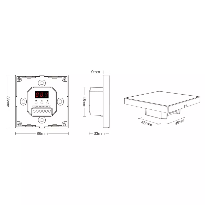Miboxer LED Smart DALI Painel tátil de temperatura de cor DT8 (DP2S)