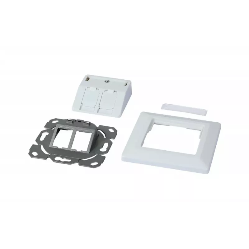 Suporte de módulo Keystone SYNERGY21 para embutir para 2x módulo TP branco puro redondo S216330V3