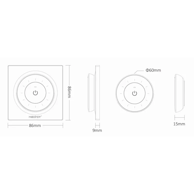MiBoxer K3-W comando LED dual white 2,4GHz com roda tátil rotativa