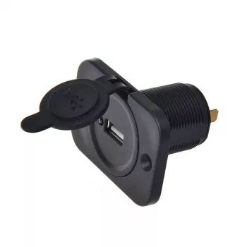 IWH tomada de carregamento USB embutida 12/24V, 2,1A, 1x USB-A, montagem em painel 019004