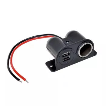 IWH tomada de automóvel 12/24V com 2 portas USB, 4,2A de saída total (019010)