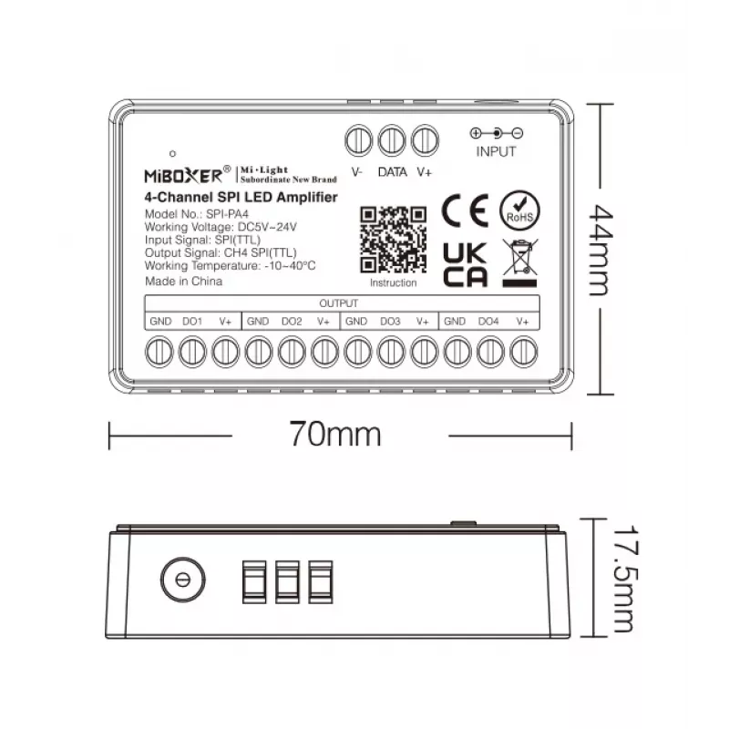 Synergy 21 controlador LED Pixel série SPI amplificador/repetidor de 4 canais (SPI-PA4)
