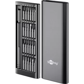 Goobay 77836 conjunto de chaves de precisão 24 peças com suporte de bits magnético