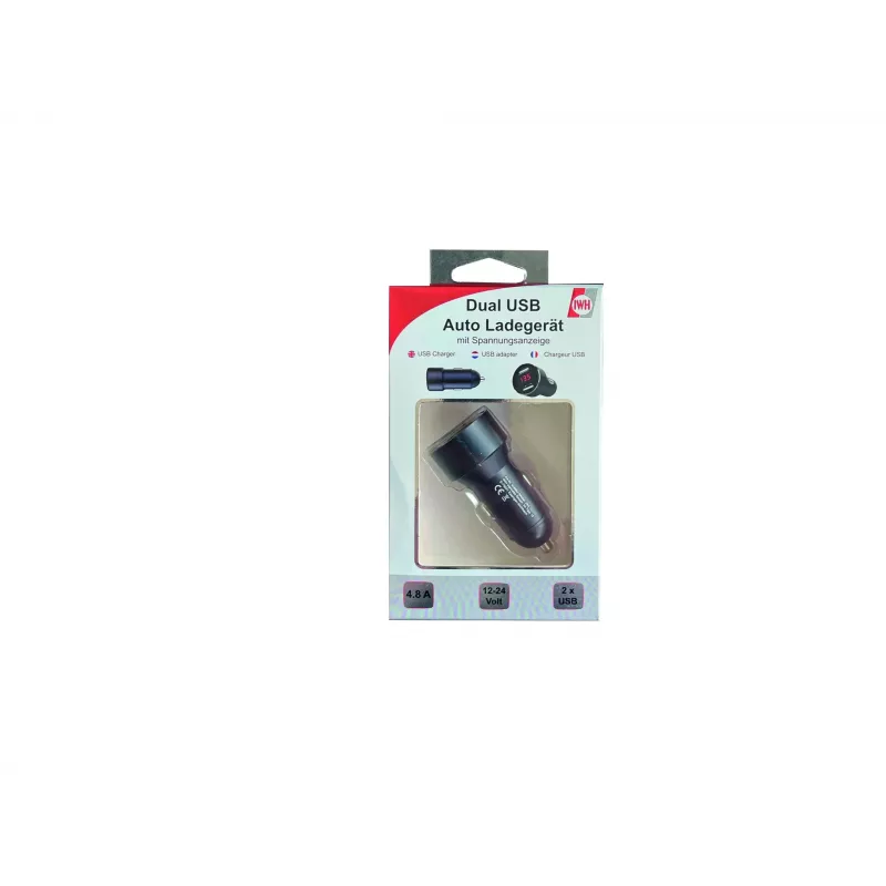 IWH carregador de automóvel duplo USB com indicador de tensão 4,8A (019062)