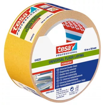tesa 64620-00018-11 Fita de dupla face para colocação de alcatifas, branco, 10 m x 50 mm