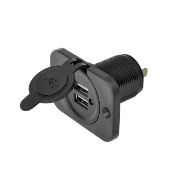 IWH Tomada dupla USB embutida 12/24V 2,1A 2x USB-A preto 019006