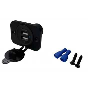 IWH Tomada dupla USB embutida 12/24V 2,1A 2x USB-A preto 019006