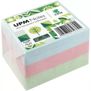 Notas adesivas UPM Notes 5654-20PG-6 pastel 75x75mm 100 folhas sortidas 6 blocos