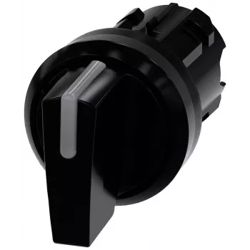 Siemens SIRIUS ACT 3SU1002-2BN10-0AA0 acionador de interruptor rotativo, 22mm, 3 posições, retenção, punho rotativo curto, preto, iluminável