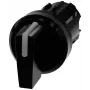 Siemens SIRIUS ACT 3SU1002-2BN10-0AA0 acionador de interruptor rotativo, 22mm, 3 posições, retenção, punho rotativo curto, preto, iluminável
