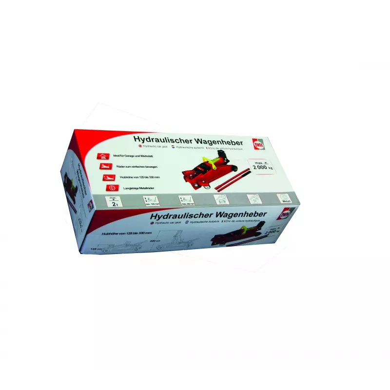IWH Macaco de rodas 2 t, intervalo de elevação 125–330 mm, vermelho, hidráulico 010008