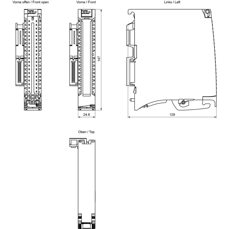 Siemens SIMATIC S7-1500 Módulo de saídas digitais DQ 32x24VDC/0,5A, 32 canais, sourcing (PNP), ficha frontal push-in, diagnóstico | 6ES75221BL100AA0