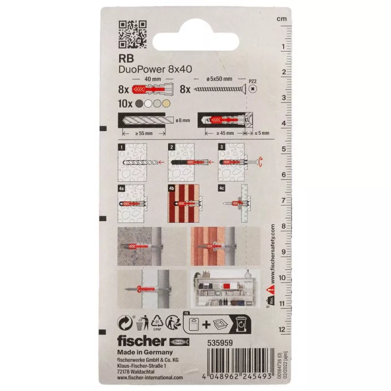 Conjunto de montagem Fischer 535959 DuoPower 8 x 40 RB K NV 40 mm 8 mm 1 conjunto